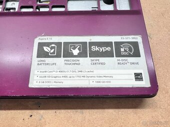 Predám pokazený notebook na náhradné diely zn.Acer E5-571 - 4