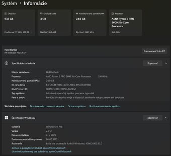 🖥️ Predám výkonný HP EliteDesk G4 – Ryzen 5, 24GB RAM, 1TB - 4