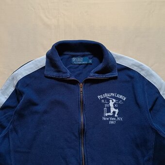 Vintage Polo Ralph Lauren modrá mikina na zips bez kapucne M - 4