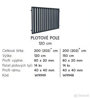Plotové pole 2m x 1.2m pozinkované. - 4