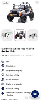 Detske auticko Jeep 4speed 4x45w biele - 4