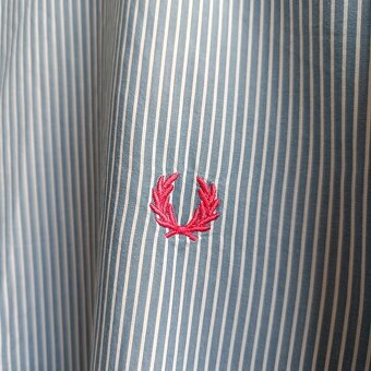 Vintage 90s Fred Perry modrá pruhovaná košeľa XXL slim - 4