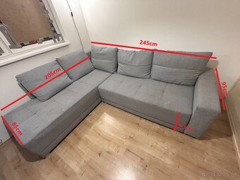 Rohový rozkladací gauč s úložným priestorom - 4