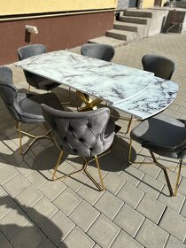 Rozkladací jedalenský stôl + 6 stoličiek - 4
