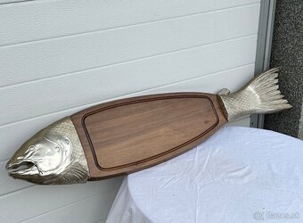 Veliké dřevěné servírovací prkýnko ryba 92 cm - 4
