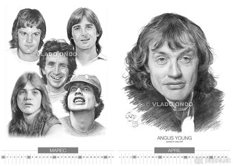 unikátny kreslený kalendár portrétov AC/DC 2026 - 4