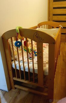 Drevená detská postieľka 120x60 +matrac+perinka+obliečky - 4