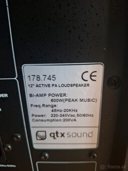 Predám aktívnu bedňu značky QTX, QRC12A, model 178.745 - 4