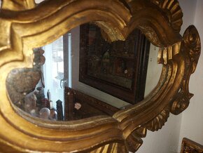Predám starožitné barokové zrkadlo zlátená drevorezba - 4