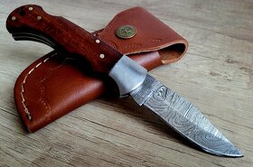 kapesní Damaškový nôž 16,5 cm ručně vyroben + kožené pouzdro - 4