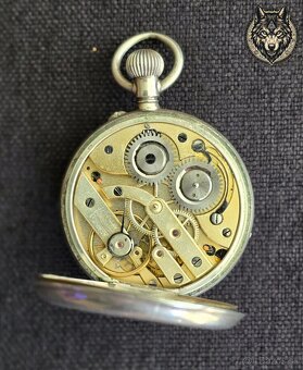 Strieborné vreckové hodinky Ag 0.800 s achátovým stojanom - 4