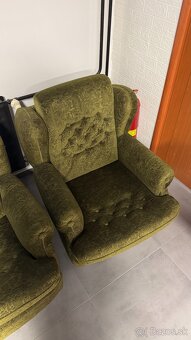 Pekná zachovalá retro sedacia súprava zelená - 4