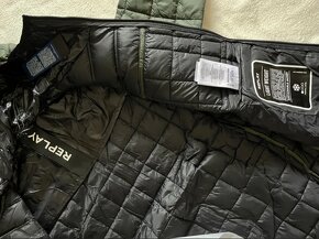 REPLAY prechodná pánska bunda s kapucňou tmavozelená M - 4