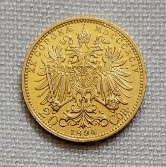 Zlaté rakúske 20 koruny Franza Jozefa I., 1893, 1894, 1897bz - 4