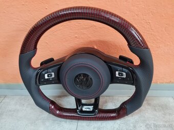 VOLANT VOLKSWAGEN R LINE GTI - KOZA / BIELY KARBON / BORDOVY - 4