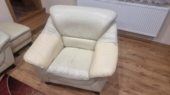 Kožená sedačka a taburetka - 4