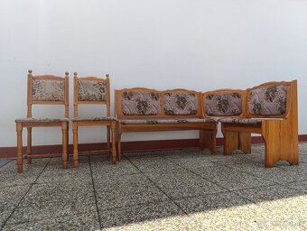 Jedálenský kút, lavica, 2 stoličky, rustikálný nábytok - 4