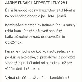 Prechodný fusak jar/leto/jeseň Happy Bee šedý 2x - 4