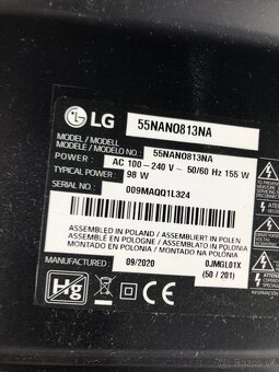 ponúkam na súčiastky veľký Smart TV LG Nano Cell 55NAN08 - 4