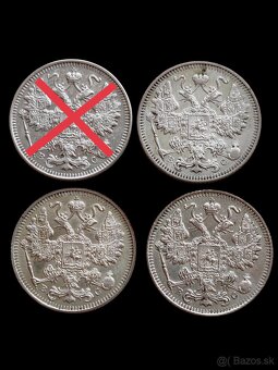 Strieborné 20,15, 10 a vzácne 5 Kopejky STAV - 4