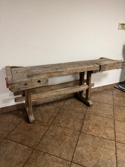 Drevený starý stoolársky ponk - 4