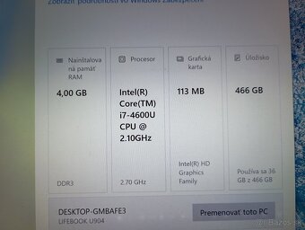 predám FUJITSU LIFEBOOK U904 , WINDOWS 10 - 4