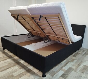 cierna polohovatelna manzelska postel Fines, 180x200x51 cm - 4