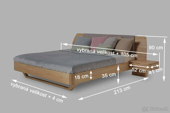 Manželská posteľ 160×200 z masívneho dreva +nočné stolíky - 4
