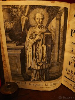Stará vzácna kniha Sancti Gregorii Strigonii 1763 obrázky Ma - 4