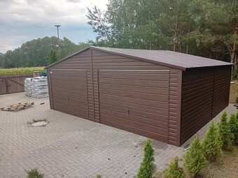 Plechová garáž 7×6 m | Sedlová strecha | Akcia do 31. 8. 202 - 4