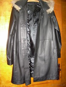 dámská kožená delší bunda (krátký kabát) -XL - 4
