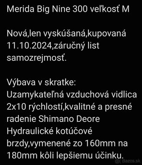 Predám Merida Big Nine 300 veľkosť M - 4
