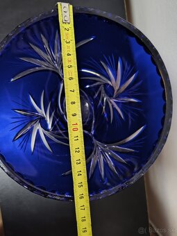 Váza široka, XL Brúsené modré Art sklo - 4