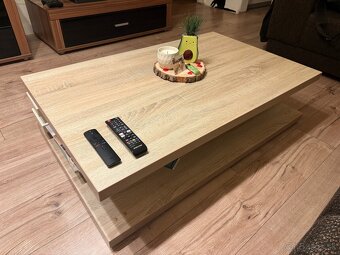 Stolík do obývačky z masívu vo farbe dub sonoma - 4