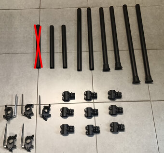 čierne trubky, rúrky, clampy, ramená na bicie - 4