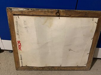 Starý ručne maľovaný obraz s rámom - 4