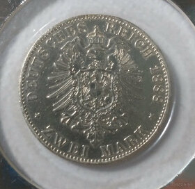 Strieborna minca 2 Marka 1888 Friedrich, Prusko - 4