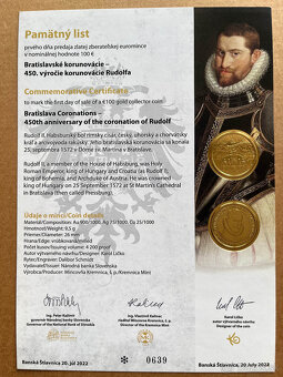 Predám pamätné listy k SK euro zlatým minciam - 4