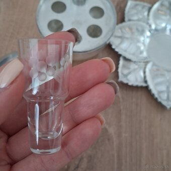 Starožitný set na štamperlíky - Sandrik jablko z alpaky - 4