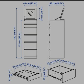 Vysoká komoda Ikea MALM 123x40cm biela - 4