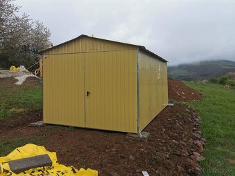 Plechová garáž / sklad 3×5 m – Sedlová strecha – RAL 1002 - 4