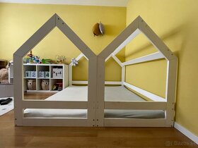 Detská masívna domčeková posteľ 80x160 biela - 4