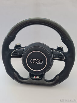 AUDI carbon/perforovaný volant s MULTIFUNKCIOU a F1 pádlami - 4