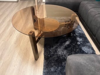 Konferenčný stolík tmavohnedý 90cm priemer - 4