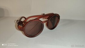 luxusne slnecne okuliare s koženymi bočnicami hnede - 4