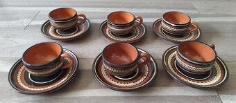 Retro sady na kavu - 6 tanierikov a 6 salok - 4