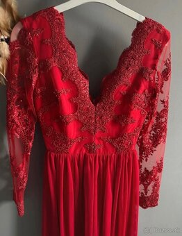 Červené spoločenské šaty 36/S - 4