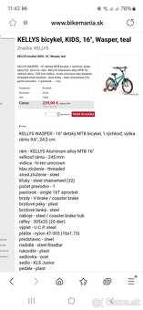 Detský bicykel 16´´ značky Kellys aj s pomocnými kolesami - 4