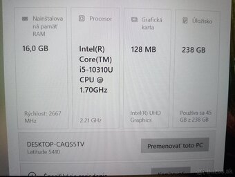 predám Dell Latitude 5410 , Intel core i5 ,ssd ,16gb ram - 4