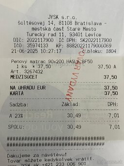 Predám penový matrac ako NOVÝ (90x200 cm) výška 10 cm - 4